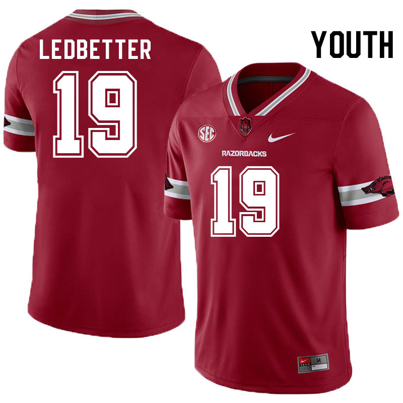 Youth #19 Austin Ledbetter Arkansas Razorbacks College Football Jerseys Stitched-Alternate Cardinal